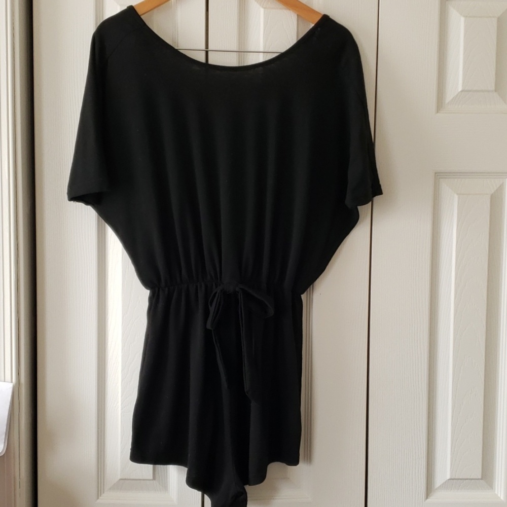 Black polyester romper